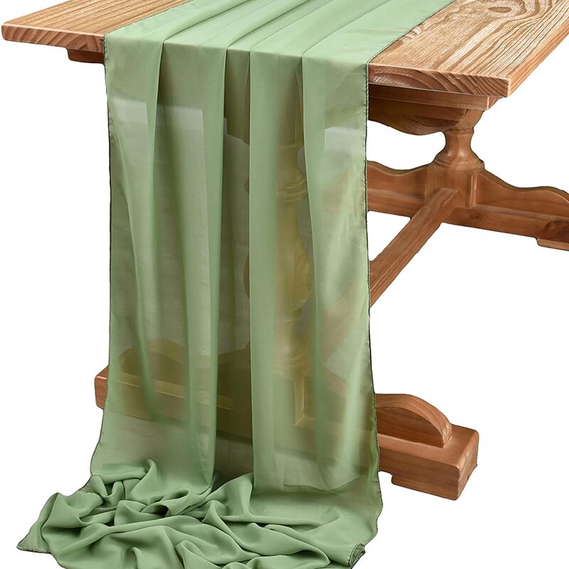 Christmas Table Runner - Sage Green Chiffon Table Runner Gauze