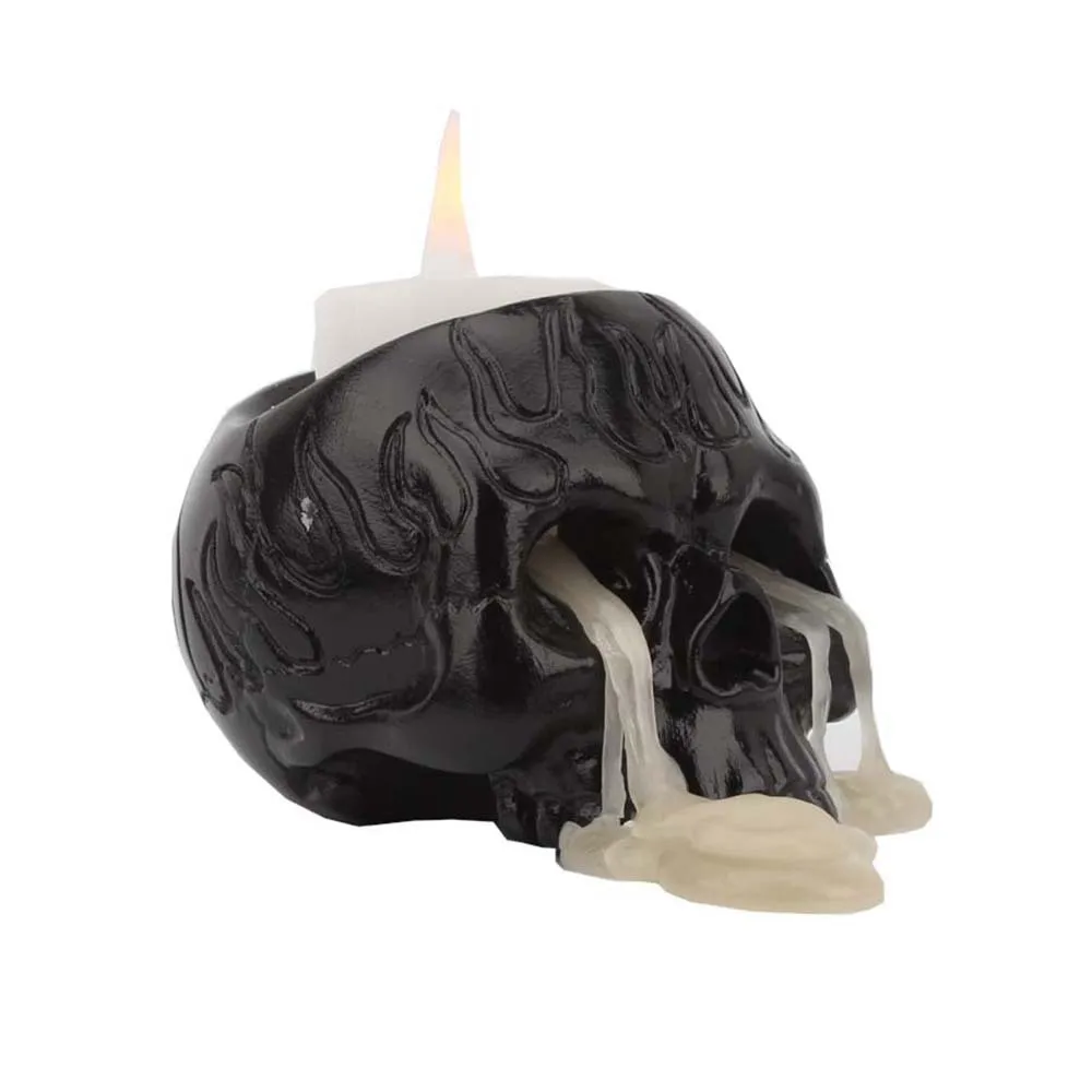 Holiday Candle Set - 1pc Skull Candle Holder Skeleton Candlestick