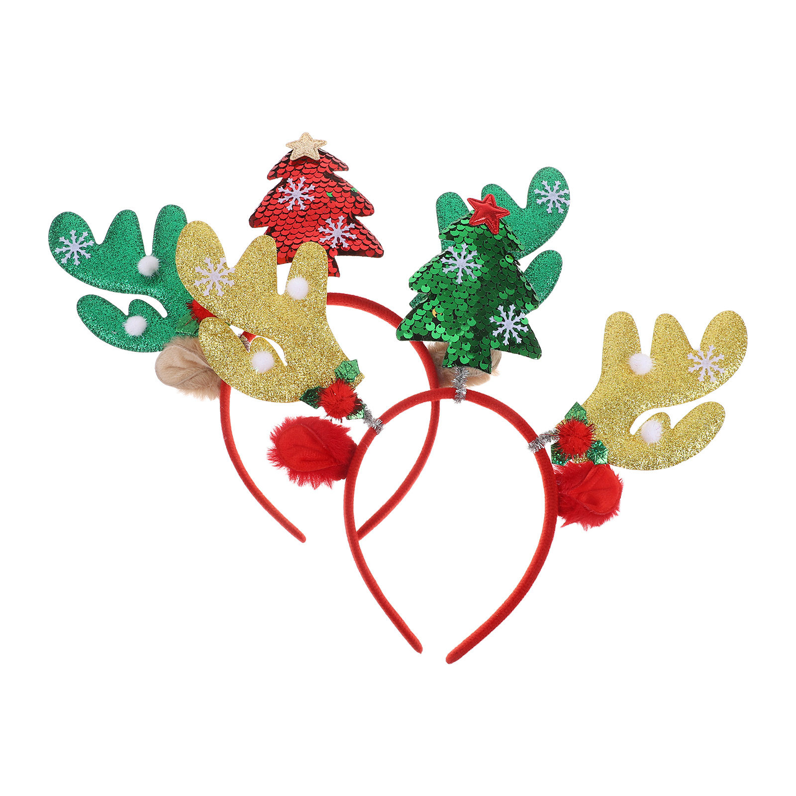 Reindeer Antlers Headband - 2Pcs Christmas Deer Antlers Headband Reindeer