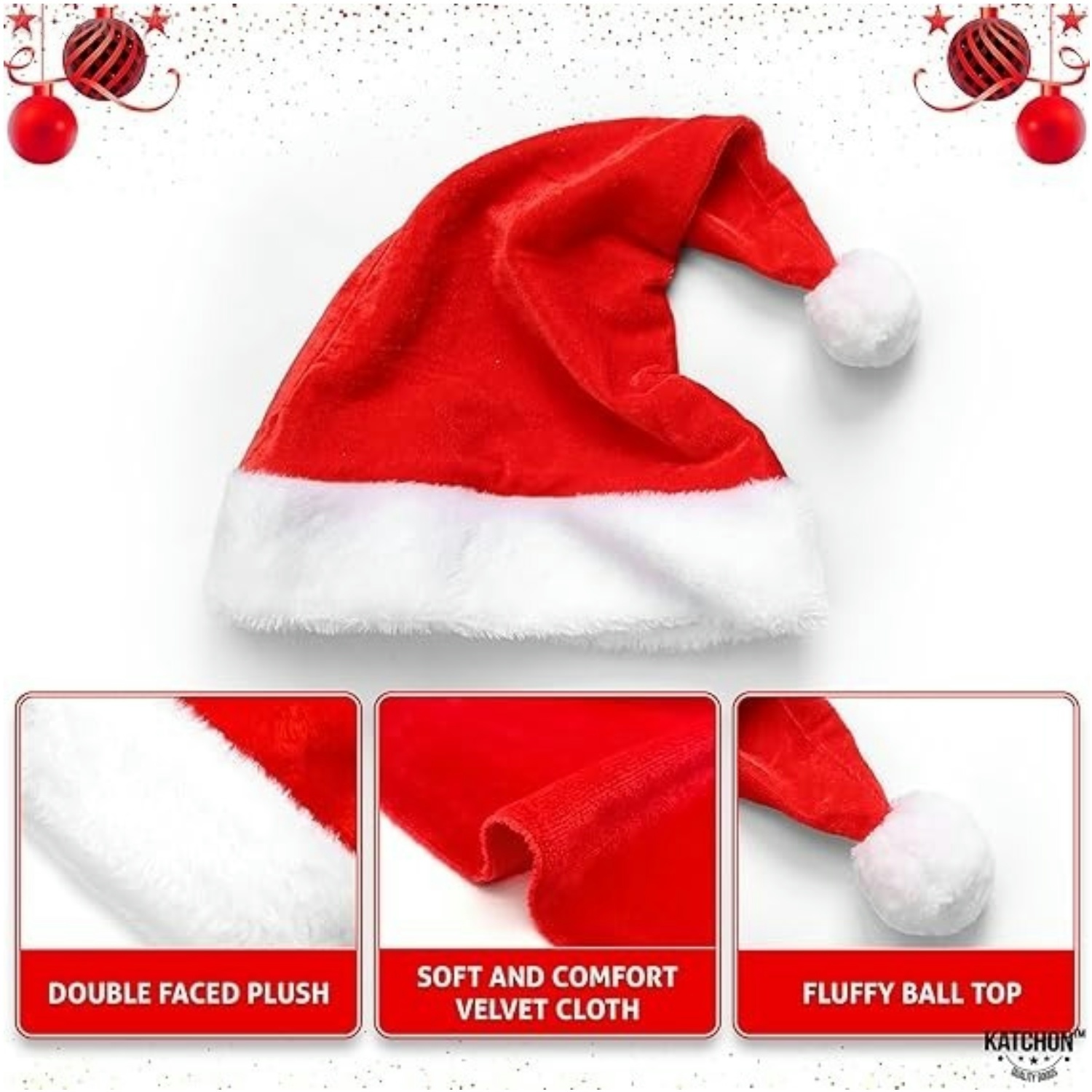 Fluffy Red Santa Hats Set with - Santa Hat Plush 评论和价格