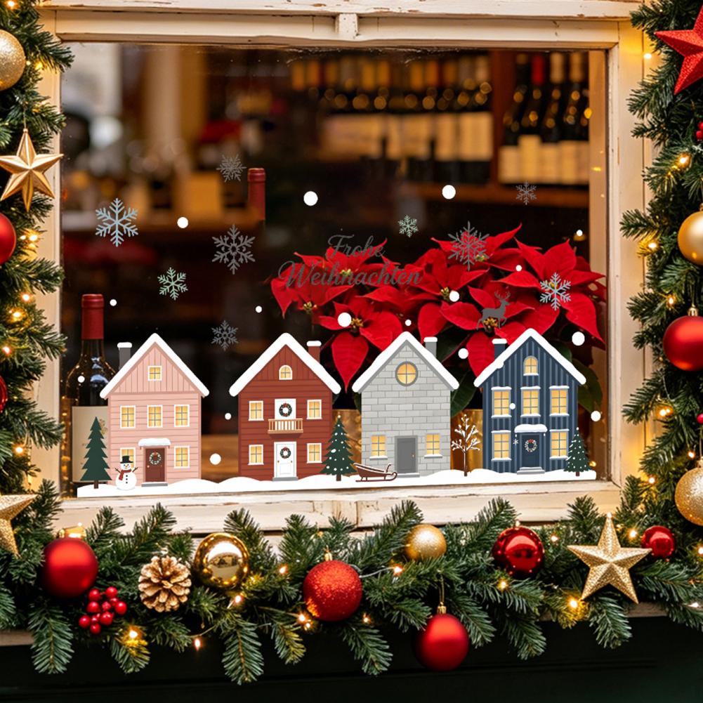 Elk Fir Tree Stickers 2pcs Chr - Snowflake Window Decal 评论和价格