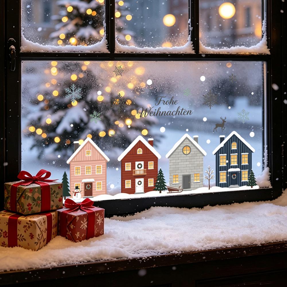 Elk Fir Tree Stickers 2pcs Chr - Snowflake Window Decal 评论和价格