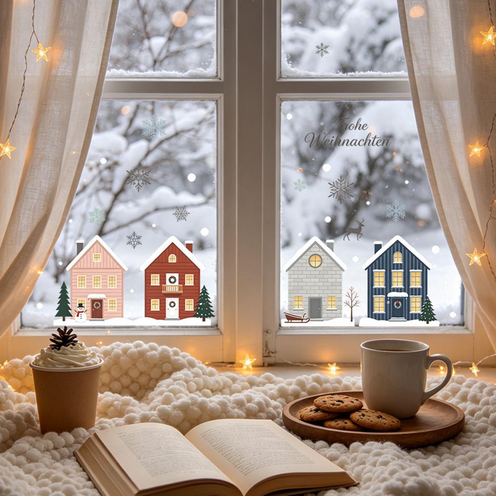 Elk Fir Tree Stickers 2pcs Chr - Snowflake Window Decal 评论和价格