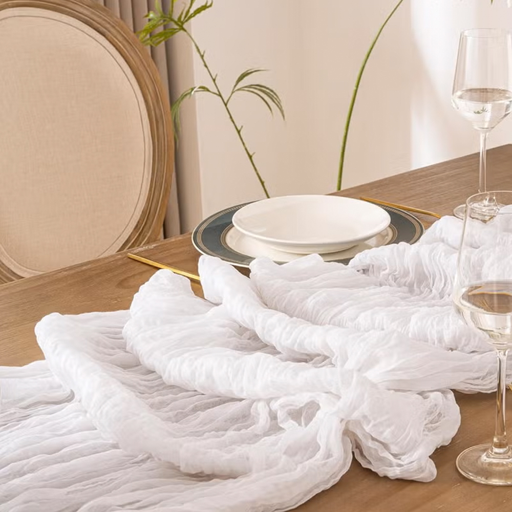 90x400CM Cheesecloth Table Run - Christmas Table Runner 评论和价格