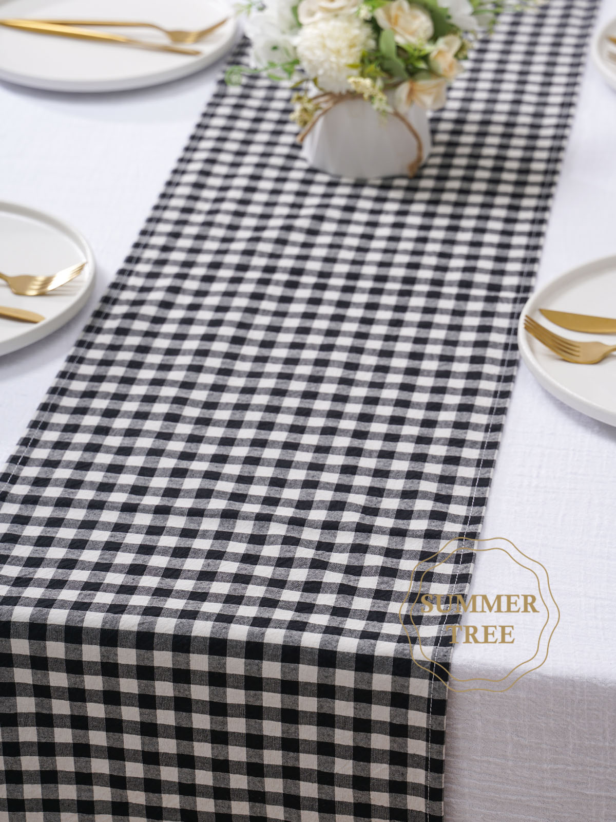 Rustic Plaid Cotton Table Runn - Christmas Table Runner 评论和价格