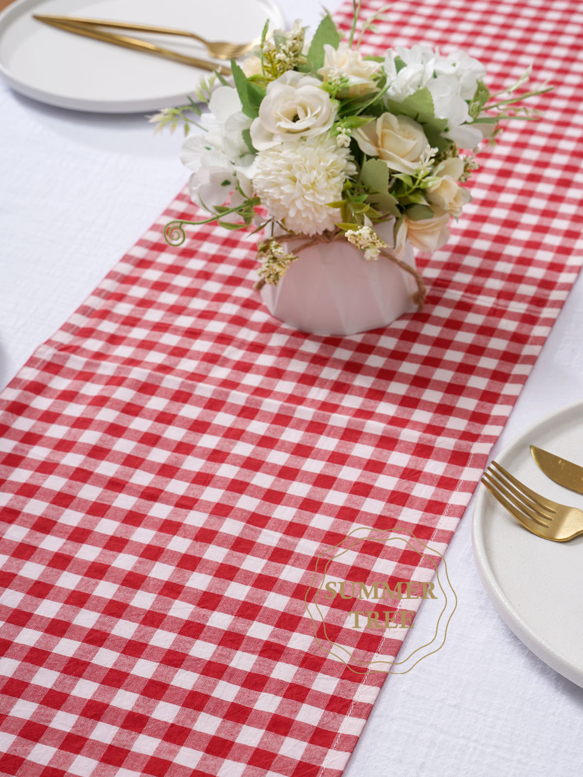 Rustic Plaid Cotton Table Runn - Christmas Table Runner 评论和价格