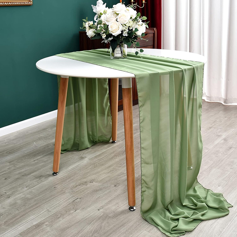 Sage Green Chiffon Table Runne - Christmas Table Runner 评论和价格