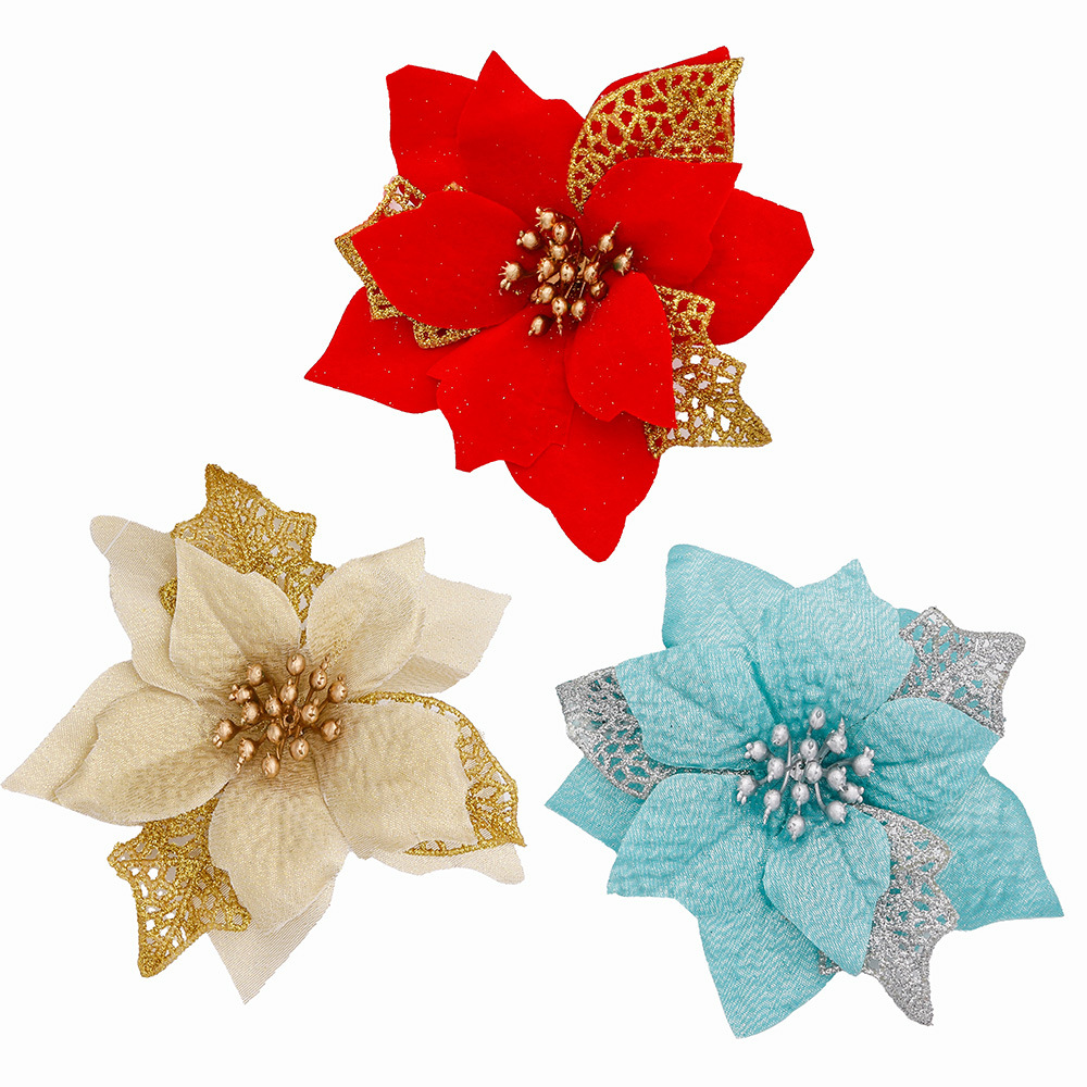 10Pcs Glitter Artificial Flowe - Christmas Wreath Fake 评论和价格