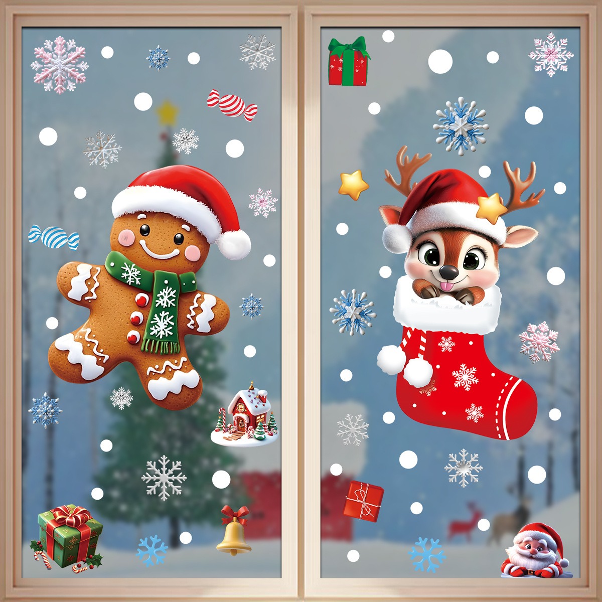 Christmas Window Stickers Ging - Snowflake Window Decal 评论和价格