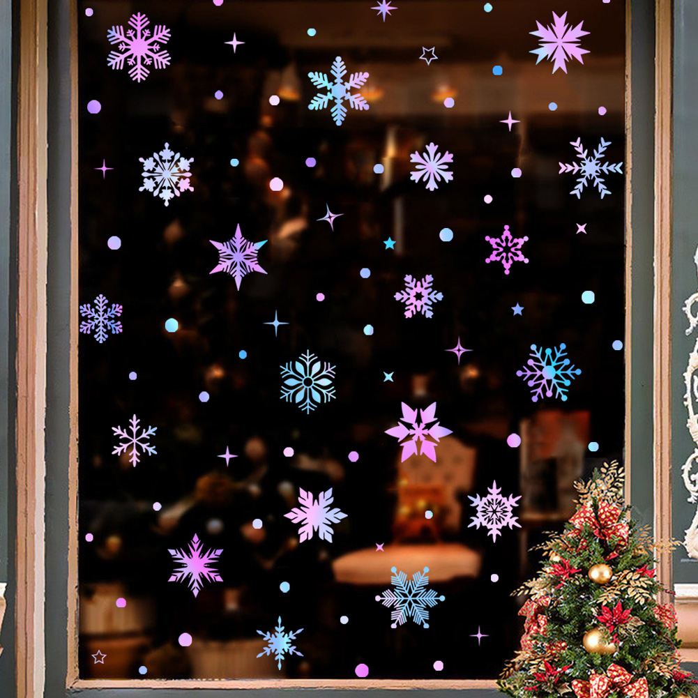 Colorful Luminous Snowflakes W - Snowflake Window Decal 评论和价格
