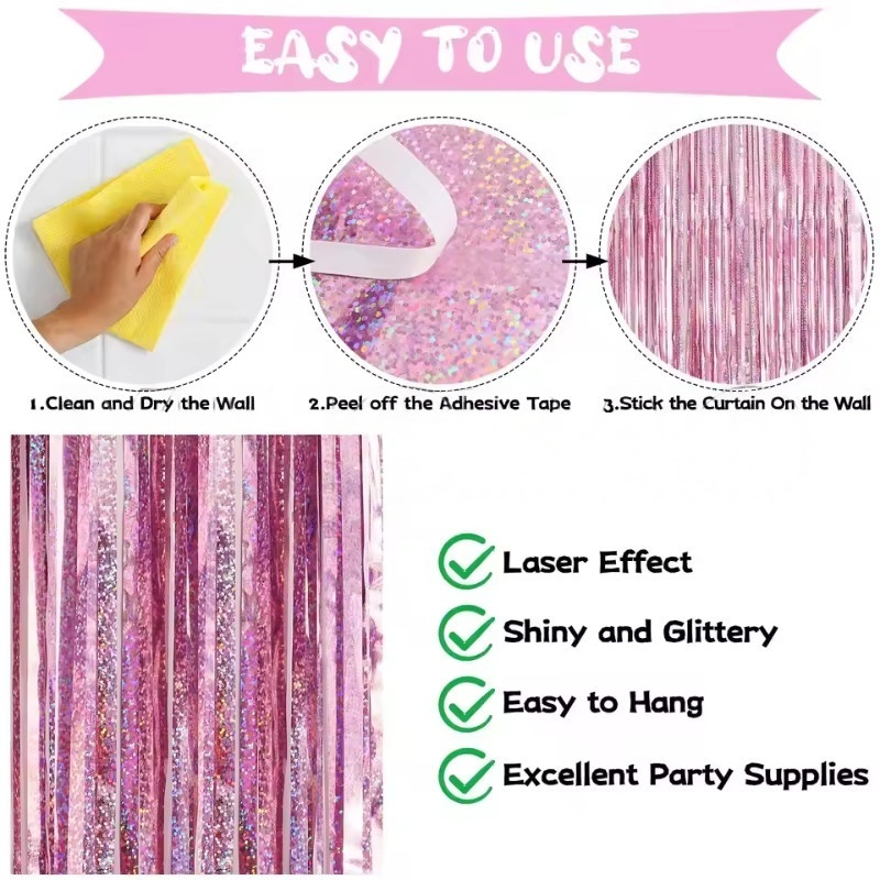 1/2/3Pack Glitter Party Backdr - Tinsel Garland Decoration 评论和价格