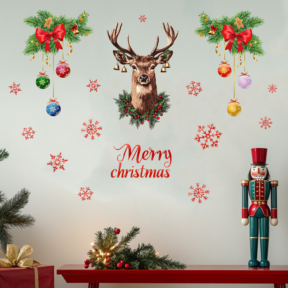 Christmas Snowflake Deer Head  - Snowflake Window Decal 评论和价格