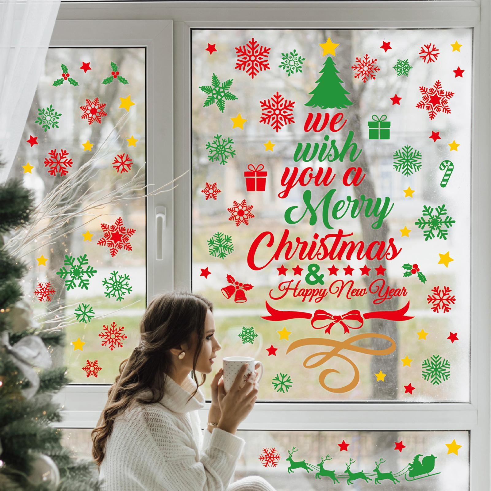 3 Pieces Christmas wall sticke - Snowflake Window Decal 评论和价格