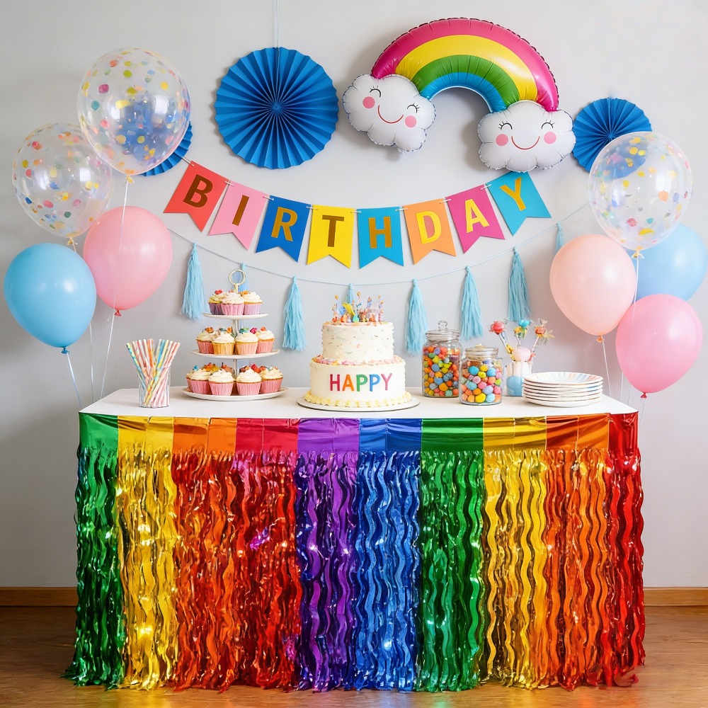 2Pack Rainbow Wavy Metallic Ti - Tinsel Garland Decoration 评论和价格